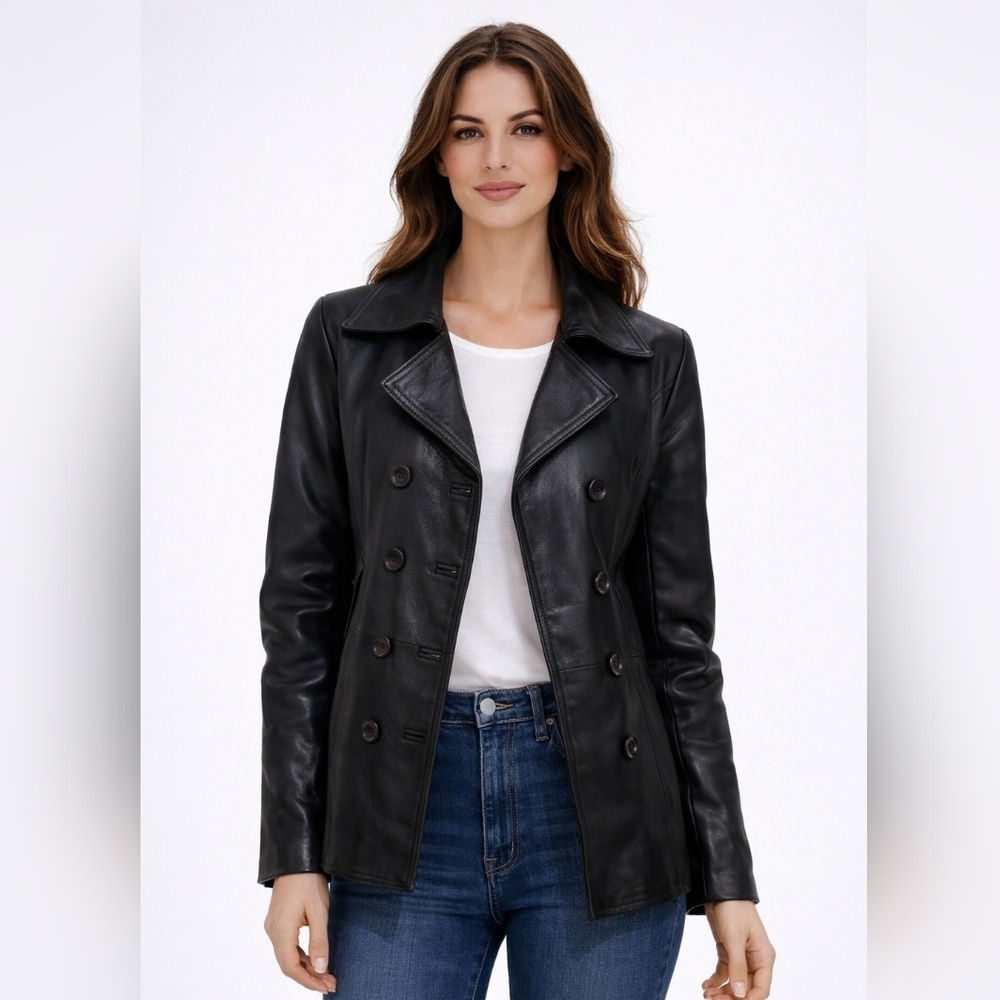 Vintage AVANTI Genuine Leather Double-Breasted JacketSize Medium
